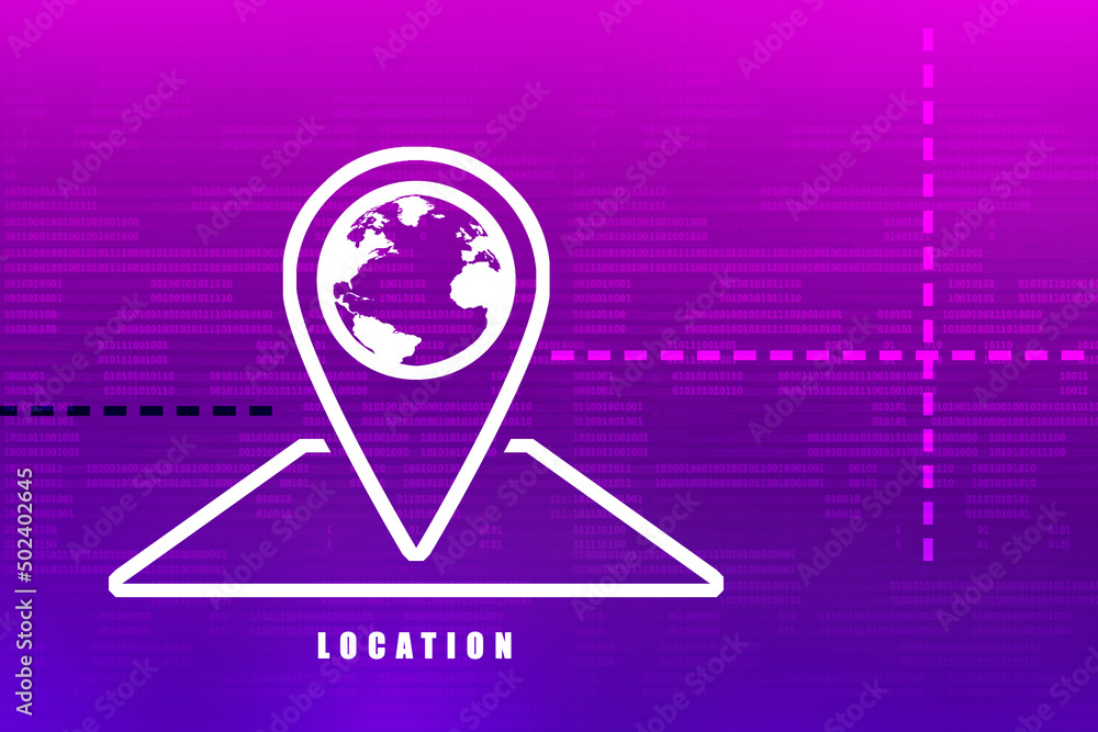 Poster 2d rendering Red map pointer
