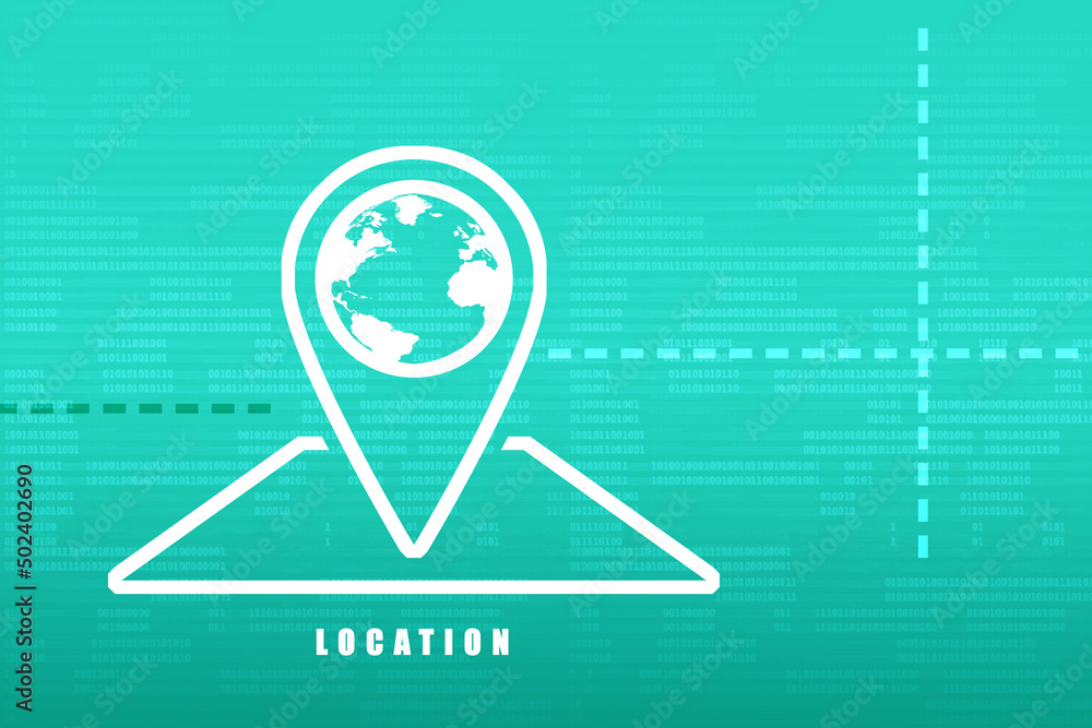Poster 2d rendering Red map pointer
