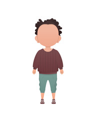 Cute boy is standing. Isolated. Cartoon style.