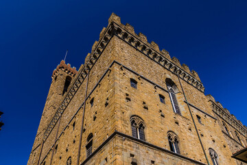 Low angle shot of the famous Bargello National Museum in Florence, Italy