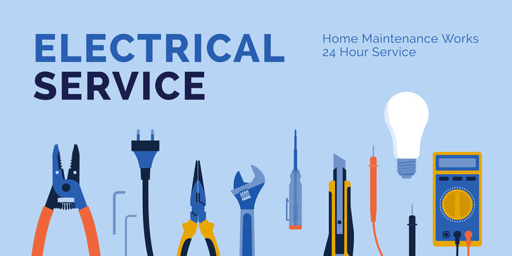 Electrician work tools and electrical service