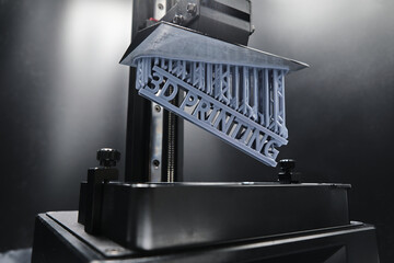 SLA 3D printing object in the consumer MSLA resin 3D printer - obrazy, fototapety, plakaty