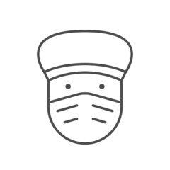 Doctor in mask line outline icon