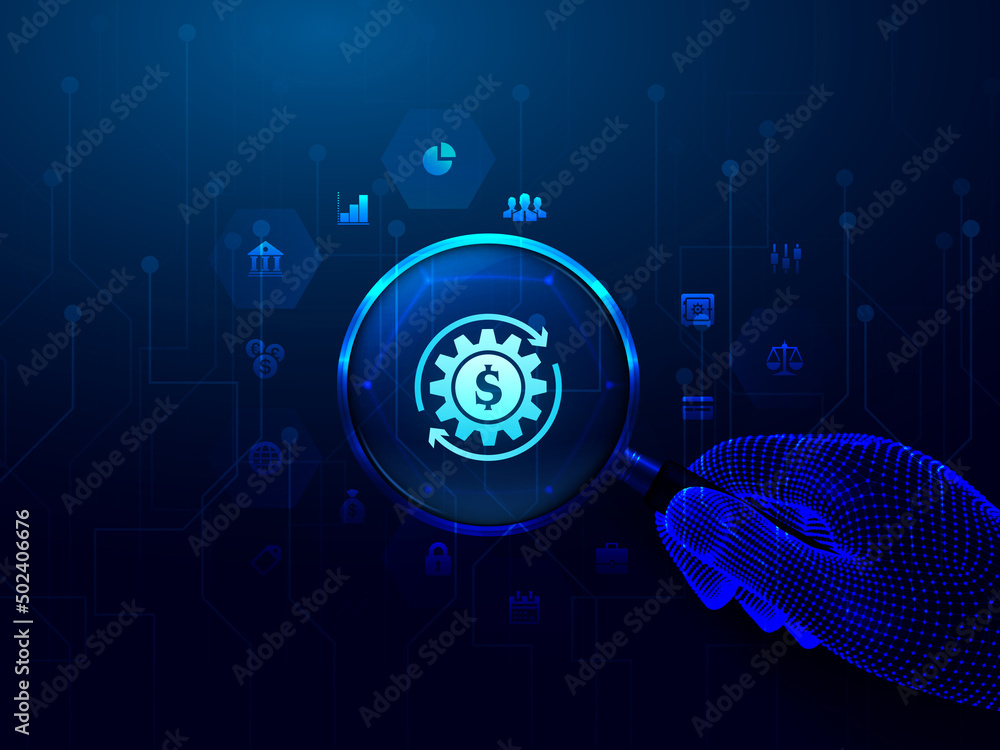 Poster 2d rendering usd dollar symbol with digital background