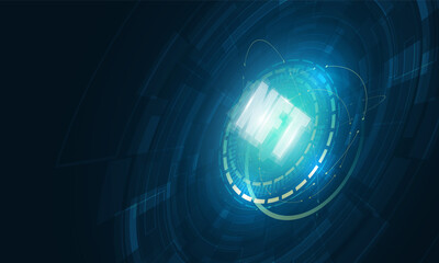 Abstract Technical graph of NFT Bitcoin in futuristic Light out technology background Hitech communication concept innovation background,  vector design