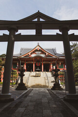 Vertical shot of the Gokoku-jinja temple in Hiroshima, Japan