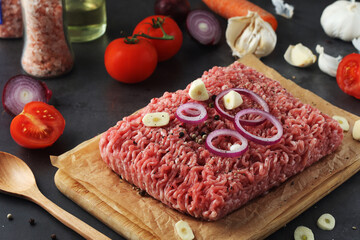 Minced pork in the process of cooking	