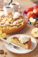 Apple pie with walnuts - typical autumn dish