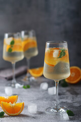 Glasses with traditional Hungarian drink spritz - mix of wine and mineral water