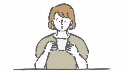 温かい飲み物を飲む女性イラスト