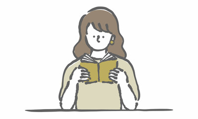読書をする女性イラスト
