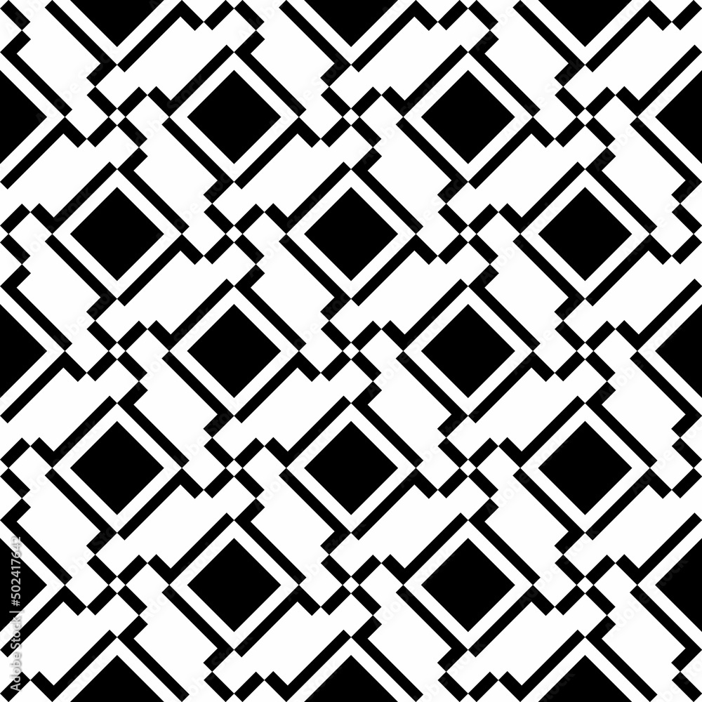 Poster qr code seamless pattern. black pixel texture on white background. repeated abstract monochrome desi
