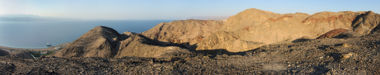 Walk through the mountains near the Gulf of Eilat Red Sea in Israel