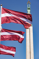 Latvia Independence Day. National Freedom Monument. Riga in Spring. Day of Restoration of Latvia’s independence