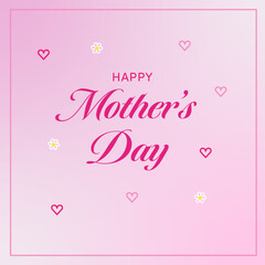 Card mother's day, pink, flower, hearts and happy