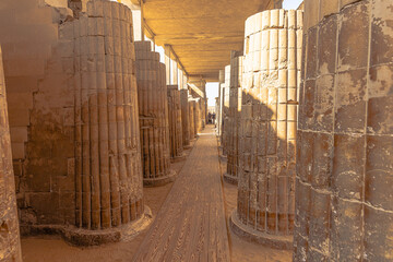 Saqqara, Egypt -  November 14, 2021: The ancient Saqqara tombs in Saqqara, Egypt