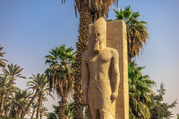 Memphis, Egypt -  November 14, 2021: Ancient city of Memphis, Egypt