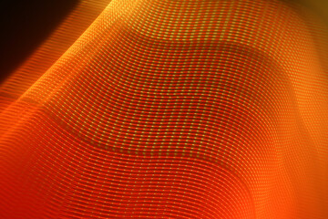 Orange digital tech background design with abstract illuminated dots
