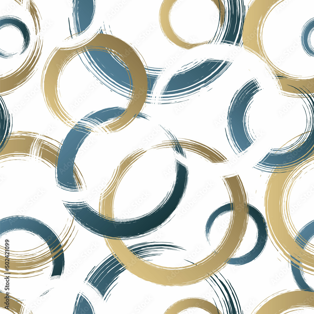Aufkleber abstract circle seamless pattern. repeating gold grunge backdrop. random circles. repeat golden back
