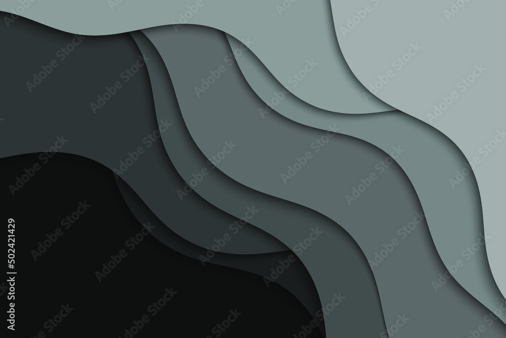 Poster curve black lines. abstract dark black wave pattern background.