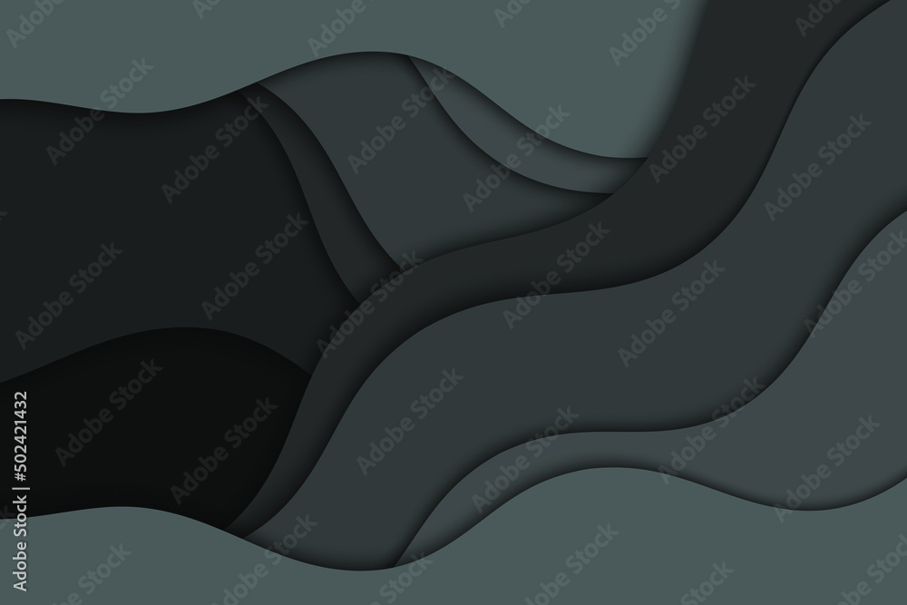 Poster curve black lines. abstract dark black wave pattern background.