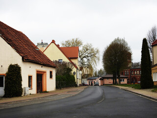 Fototapeta na wymiar Street of a small town Slawno in Poland