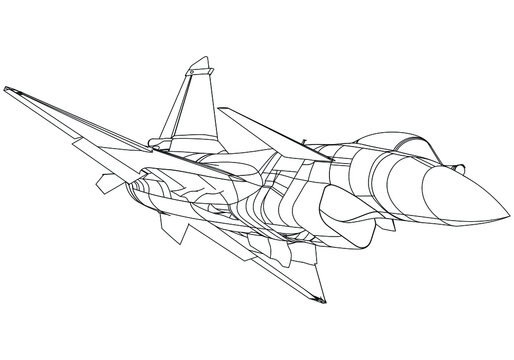 recommend clip art: Fighter jet drawing line art vector illustration for coloring book. Cartoon Aeroplane drawing for coloring book for kids and children.