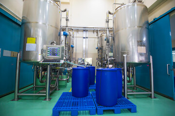 shiny stainless steel pipes, tanks for the cream cosmetic