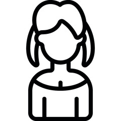 Two Pony Tails Woman Icon