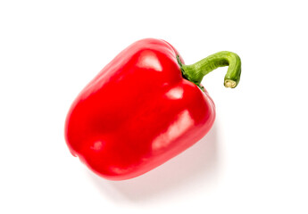 Red bell pepper isolated on white background - obrazy, fototapety, plakaty