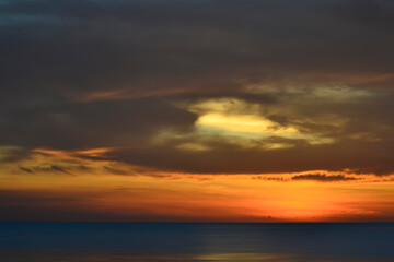 Naklejka na ściany i meble Sunset At The Beach, Tanjung Aru Beach, Kota Kinabalu, Borneo,Sabah, Malaysia