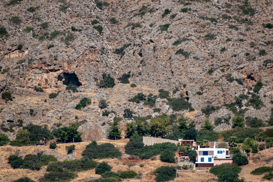 High angle shot of a mountain landscape, Gemile island, Turkey