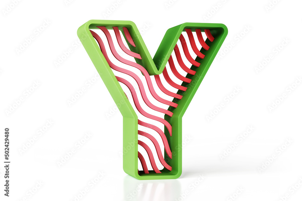 Poster fresh style letter y 3d designed with green borders and red waves. high quality 3d rendering.