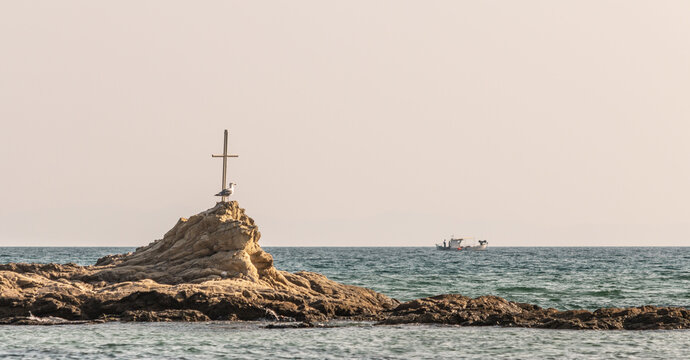 Cross on Agean Sea with Ferry