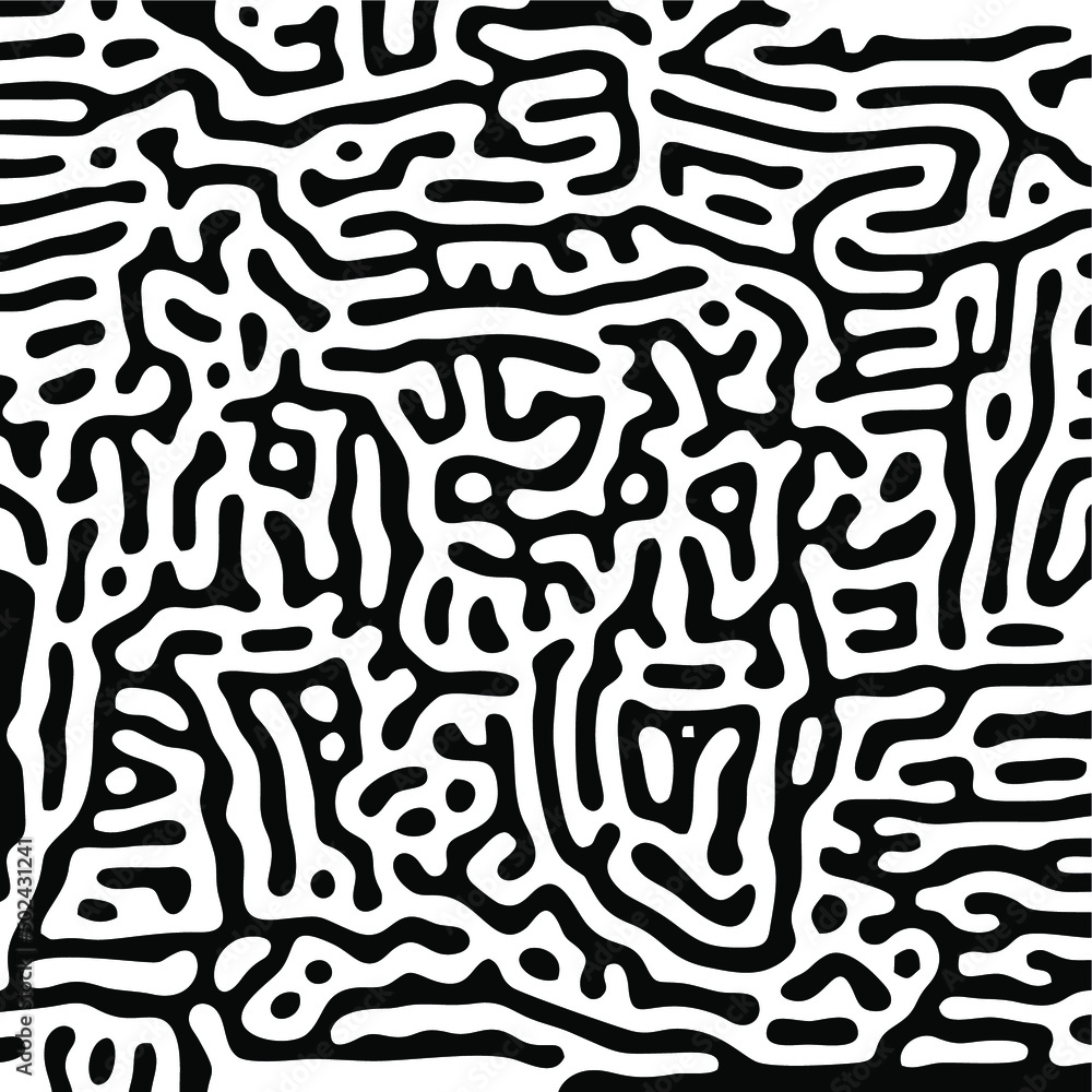 Poster vector-illustrated reaction-diffusion texture with chaotic curved lines