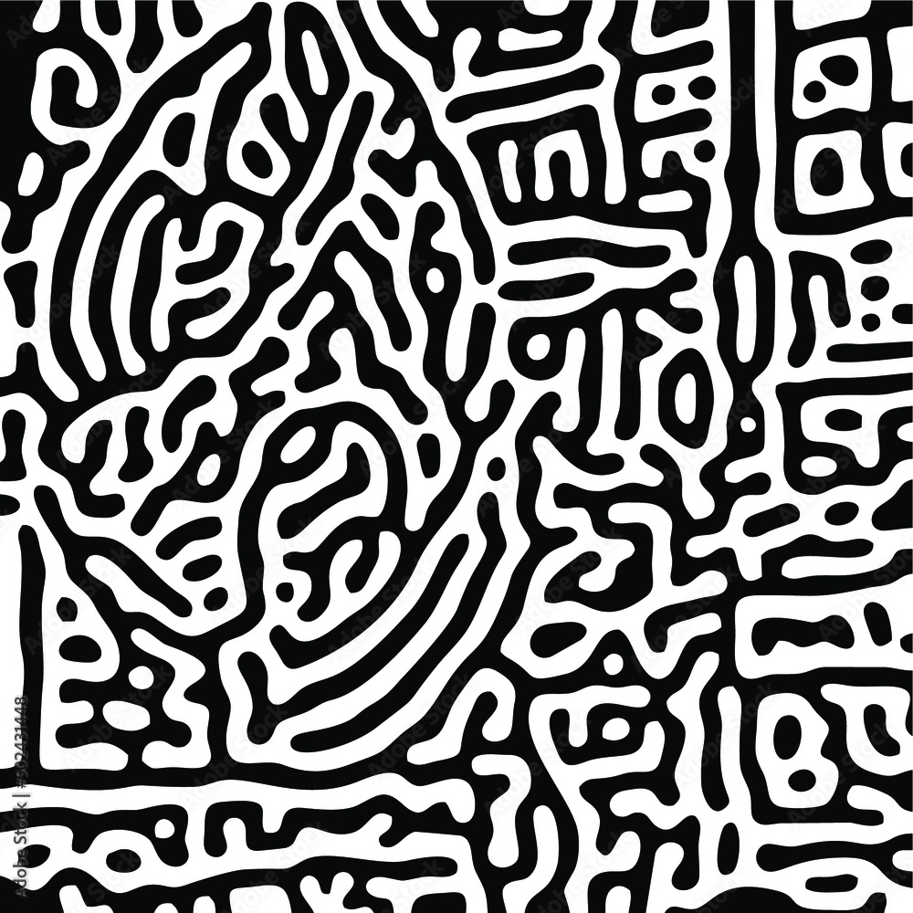 Poster vector illustration of an endless zebra pattern with irregular curved lines