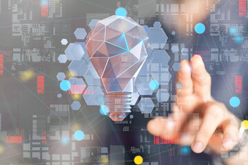 Neural network 3D illustration. Big data and cybersecurity