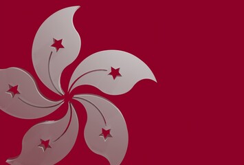 Beautiful Floating Bauhinia and Hongkong Dollar sign, 3D rendering, 3D illustration