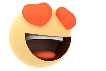 3D Emoji and emoticon face. Floating Emojis or emoticons with love eyes and laughing isolated in white background. 3d render illustration.