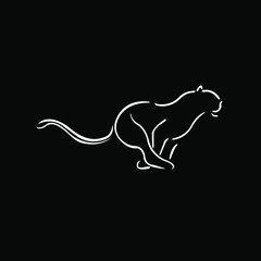Silhouette of a running jaguar on a black background
