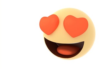 3D Emoji and emoticon face. Floating Emojis or emoticons with love eyes and laughing isolated in white background. 3d render illustration.