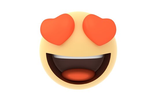 3D Emoji and emoticon face. Floating Emojis or emoticons with love eyes and laughing isolated in white background. 3d render illustration.