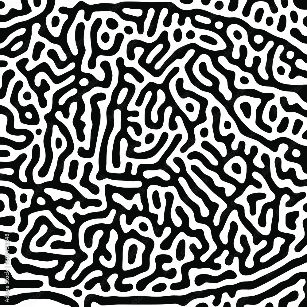 Poster vector illustration of a seamless zebra pattern with chaotic rounded stripes