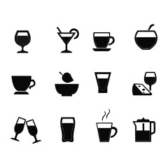 Silhouettes of a group of mugs and glasses
