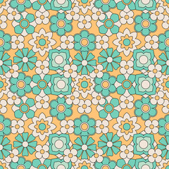 Abstract seamless groovy flower background.
