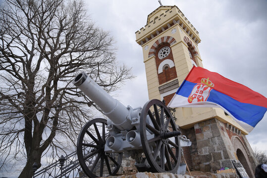 Low angle view of the cannon at  Cegar in Kamenica