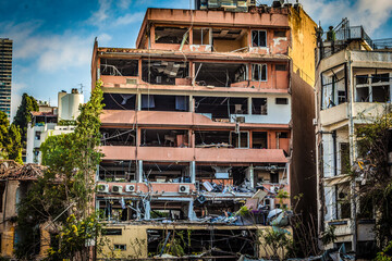 Obraz premium Debris left over from Beirut port explosion