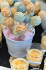 Vertical shot of dessert table in a debut celebration
