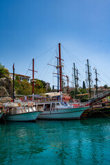 Fototapeta na wymiar Kaleici Marina, Antalya. Pleasure Boats In The Harbor Of Antalya