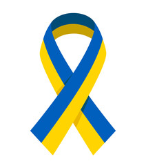 Ukraine national flag in wave ribbon form, solidarity with Ukraine concept, for banner and web design, vector illustration